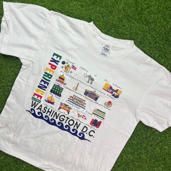 Vintage Washington DC T-Shirt M 90s Tourist Graphic Tee Delta USA Landmarks - Picture 1 of 6